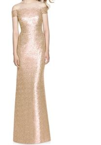 Dessy Collection Rose Gold Sequin Gown